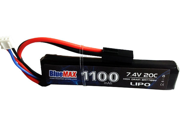  BlueMAX 1100mAh Lipo 7.4 20C Stick 10x21x102mm AUG, G36, M- , MP40, AK  